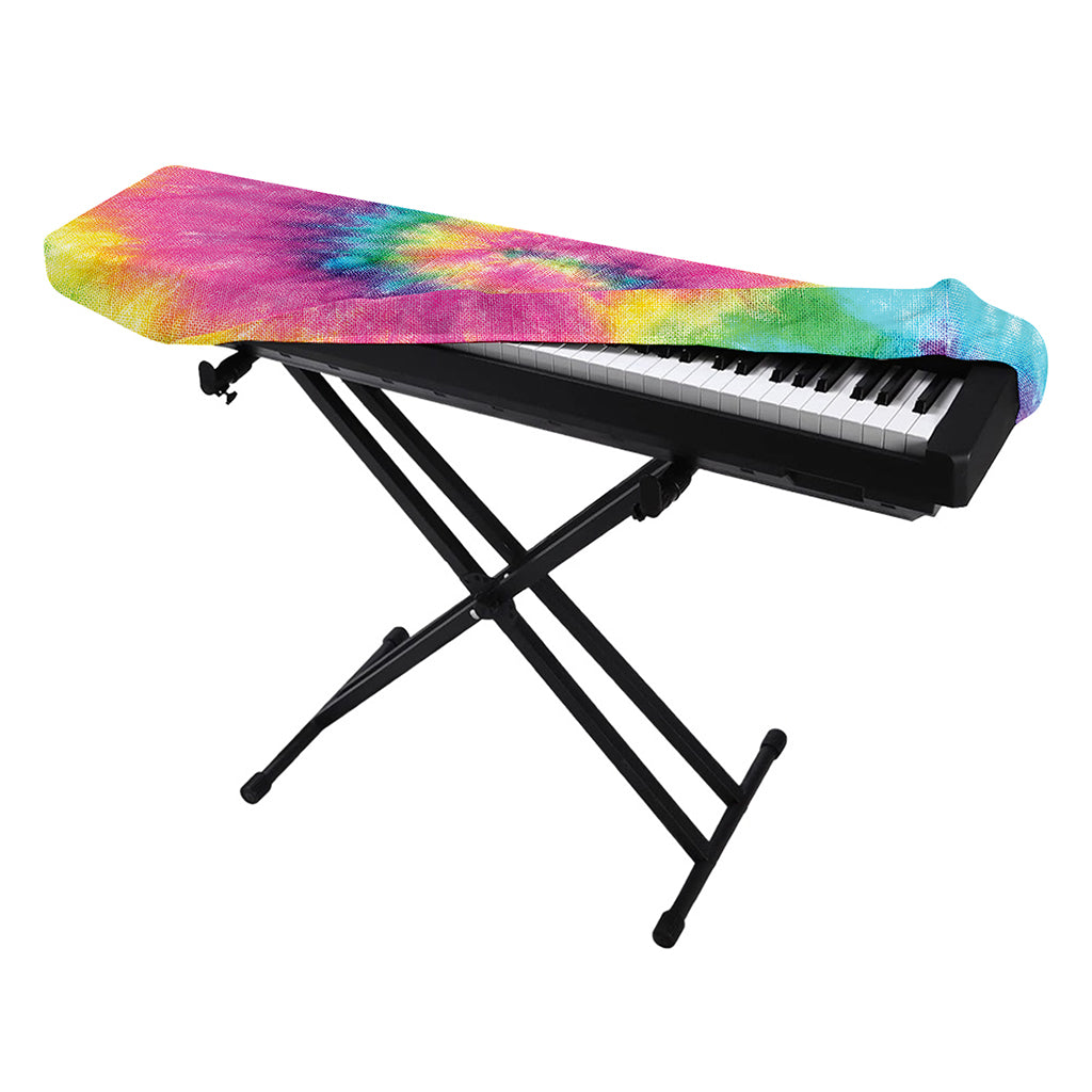 Bright Spiral Tie Dye Print Piano Keyboard Cover