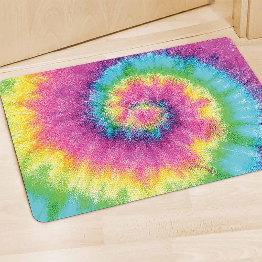 Bright Spiral Tie Dye Print Polyester Doormat