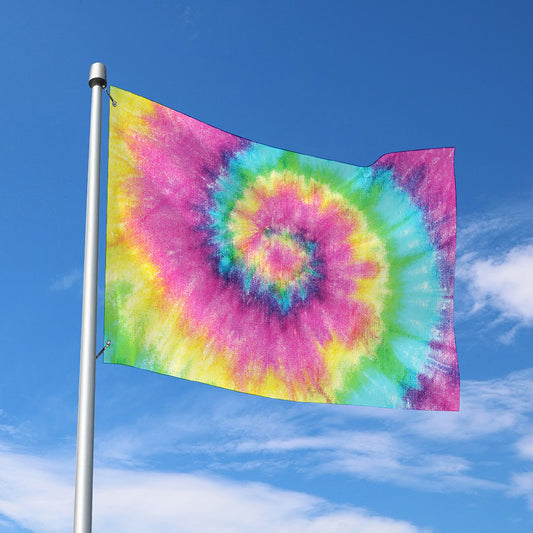Bright Spiral Tie Dye Print Polyester Flag