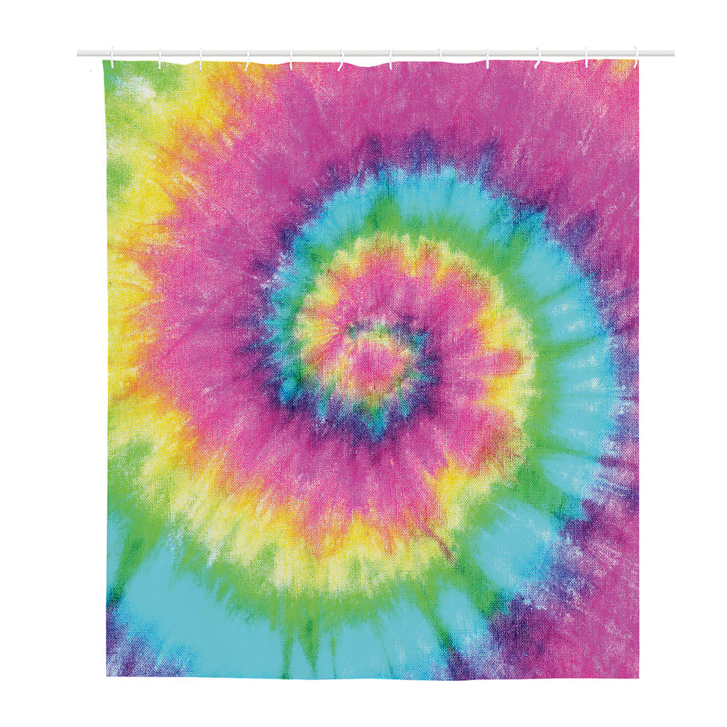 Bright Spiral Tie Dye Print Polyester Shower Curtain