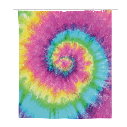 Bright Spiral Tie Dye Print Polyester Shower Curtain
