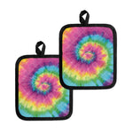 Bright Spiral Tie Dye Print Pot Holders