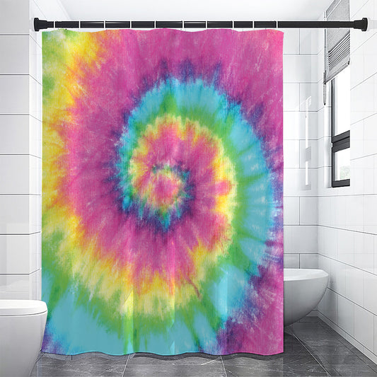 Bright Spiral Tie Dye Print Premium Shower Curtain