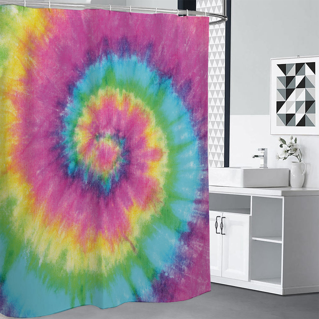 Bright Spiral Tie Dye Print Premium Shower Curtain