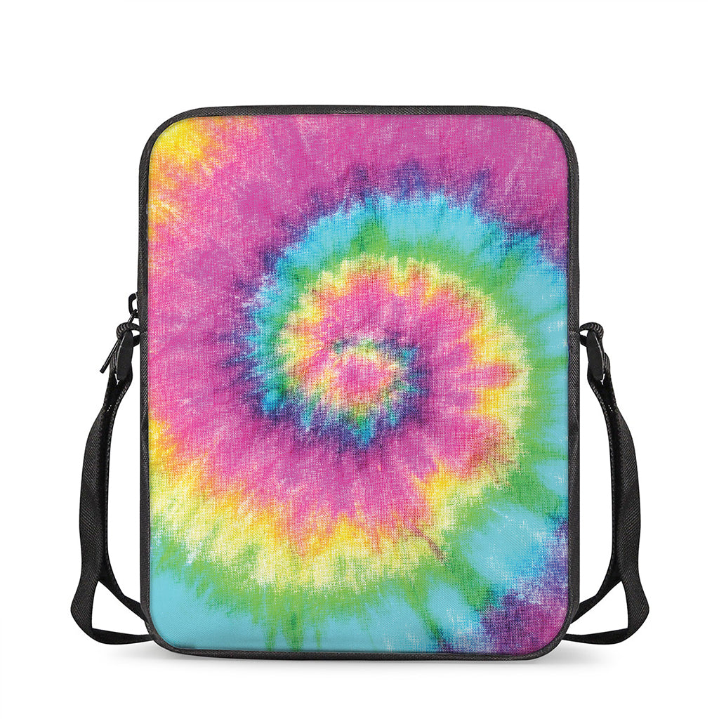 Bright Spiral Tie Dye Print Rectangular Crossbody Bag