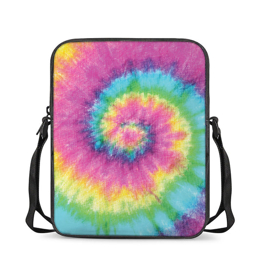 Bright Spiral Tie Dye Print Rectangular Crossbody Bag