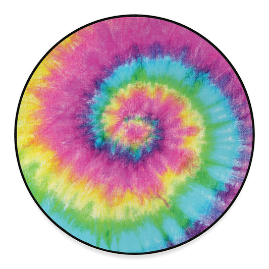 Bright Spiral Tie Dye Print Round Floor Mat