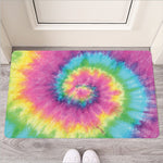 Bright Spiral Tie Dye Print Rubber Doormat