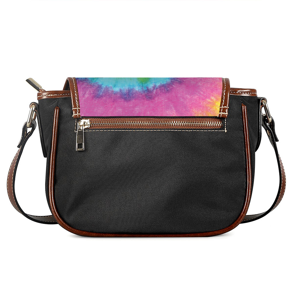 Bright Spiral Tie Dye Print Saddle Bag