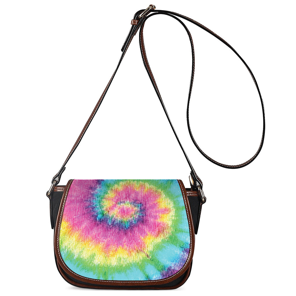 Bright Spiral Tie Dye Print Saddle Bag