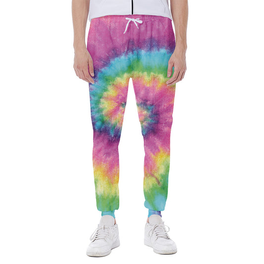 Bright Spiral Tie Dye Print Scuba Joggers