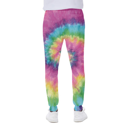 Bright Spiral Tie Dye Print Scuba Joggers