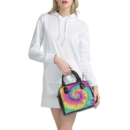 Bright Spiral Tie Dye Print Shoulder Handbag