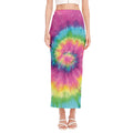 Bright Spiral Tie Dye Print Side Slit Maxi Skirt