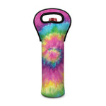 Bright Spiral Tie Dye Print Single Neoprene Wine Tote