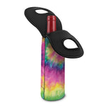 Bright Spiral Tie Dye Print Single Neoprene Wine Tote
