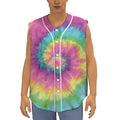 Bright Spiral Tie Dye Print Sleeveless Baseball Jersey