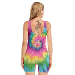 Bright Spiral Tie Dye Print Sleeveless One Piece Swimsuit