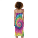Bright Spiral Tie Dye Print Slim Fit Midi Cami Dress