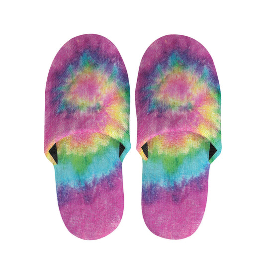 Bright Spiral Tie Dye Print Slippers