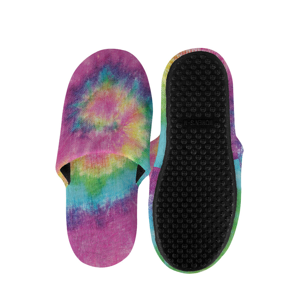 Bright Spiral Tie Dye Print Slippers