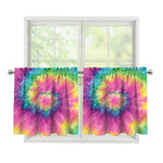 Bright Spiral Tie Dye Print Tier Curtains
