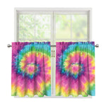 Bright Spiral Tie Dye Print Tier Curtains