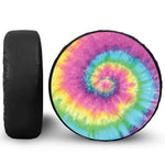Bright Spiral Tie Dye Print Tire Cover
