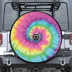 Bright Spiral Tie Dye Print Tire Cover With Camera Hole