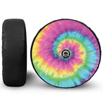 Bright Spiral Tie Dye Print Tire Cover With Camera Hole