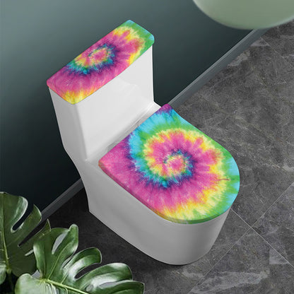 Bright Spiral Tie Dye Print Toilet Lid And Tank Cover Set