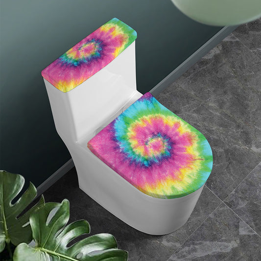 Bright Spiral Tie Dye Print Toilet Lid And Tank Cover Set