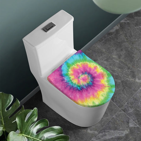 Bright Spiral Tie Dye Print Toilet Lid Cover