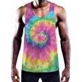 Bright Spiral Tie Dye Print Men's Workout Tank Top