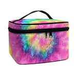 Bright Spiral Tie Dye Print Travel Makeup Bag
