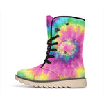 Bright Spiral Tie Dye Print Winter Boots