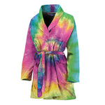 Bright Spiral Tie Dye Print Women's Bathrobe