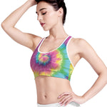 Bright Spiral Tie Dye Print Women's Sports Bra