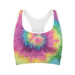 Bright Spiral Tie Dye Print Women's Sports Bra