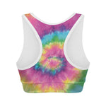 Bright Spiral Tie Dye Print Women's Sports Bra