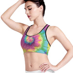 Bright Spiral Tie Dye Print Women's Sports Bra