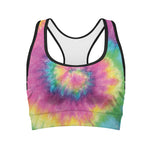 Bright Spiral Tie Dye Print Women's Sports Bra