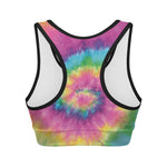 Bright Spiral Tie Dye Print Women's Sports Bra