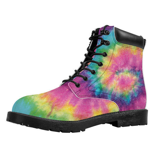 Bright Spiral Tie Dye Print Work Boots