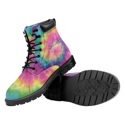 Bright Spiral Tie Dye Print Work Boots