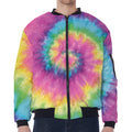 Bright Spiral Tie Dye Print Zip Sleeve Bomber Jacket