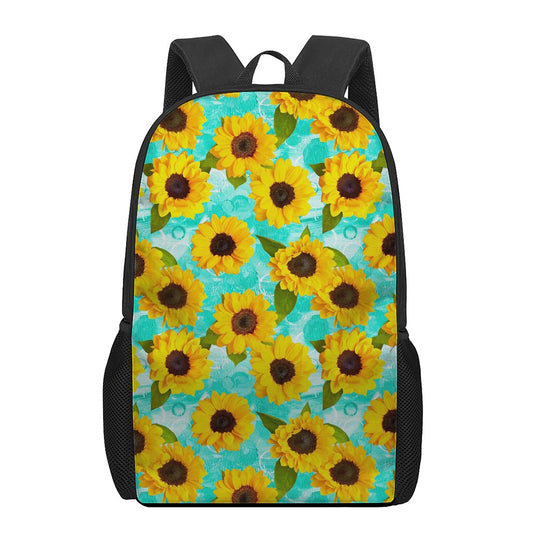 Bright Sunflower Pattern Print 17 Inch Backpack
