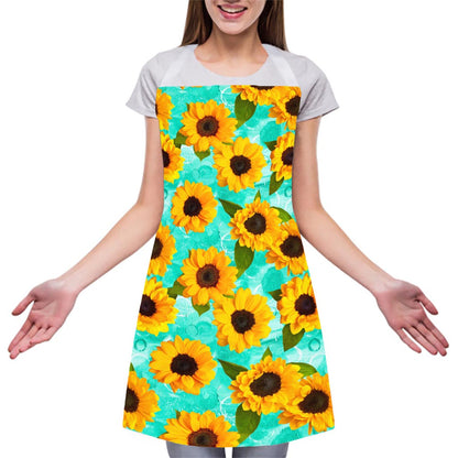 Bright Sunflower Pattern Print Adjustable Apron