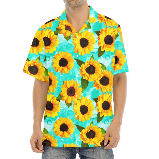 Bright Sunflower Pattern Print Aloha Shirt