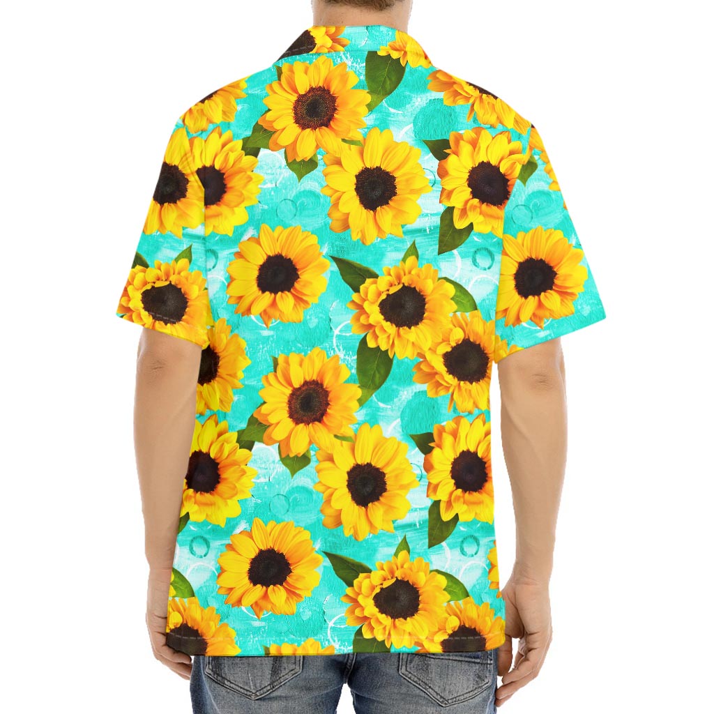 Bright Sunflower Pattern Print Aloha Shirt